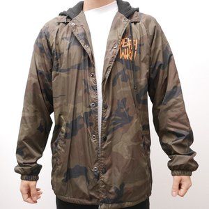 NWOT Deathwish Hooded Camo Coach Jacket Size Large Snow / Skateboard Windbreaker